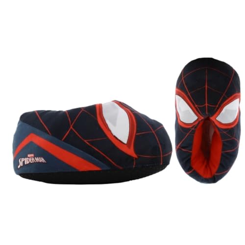Leomil Spiderman Hausschuhe Jungen 3D Hausschuhe Plüsch 33 Ideal für jede Oberflächen im Haus Schwarz