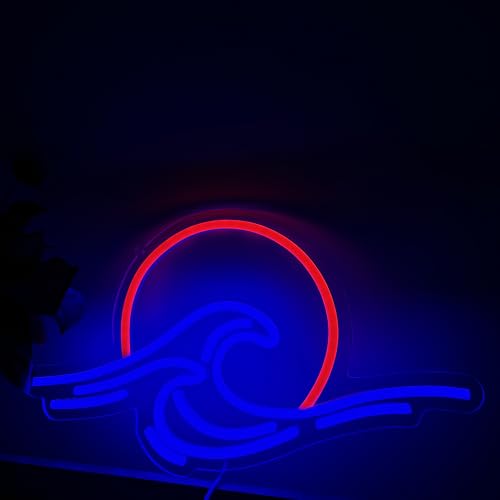 Xusdamyj Sunset Over The Waves Neon Sign,Sunset Sunrise Sign for Wall Decor Dimmable Wave Neon Sign,for Man Cave Bedroom Living Room - Image 3
