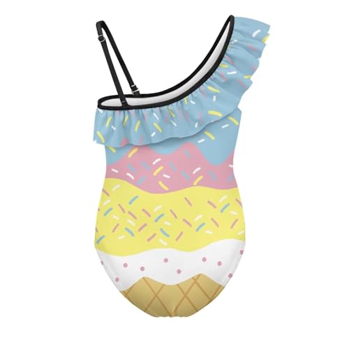 Image of Girls One Piece Bathing Suit,Slim-Fit Ruffle Strap Swimsuit with Adjustable Strap Quick Dry Summer Beach Swim Suit