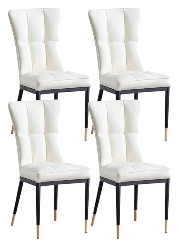 QUSYZD Juego de 4 sillas de Comedor tapizadas de Cuero sintético Mate, Estilo Mediados de Siglo, con Patas de Metal, para Cocina, Comedor, Dormitorio, Sala de Estar, c,Light Green