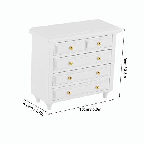 Zerodis Puppenhaus Schubladenschrank, 1: 12 Simulation Mini Möbel Weiß Holzschrank für Puppenhaus Dekoration Zubehör – Bild 5