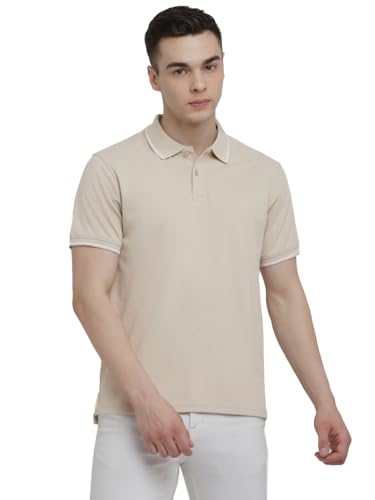 Image of Deniklo Men's Super Soft Half Sleeve T-Shirt | Regular Fit Solid Polo T Shirt for Men | Cotton Rich with Button Down Closure Type for Men |Rib Collar Polo T Shirt | Branded Polo T-Shirt for Men's