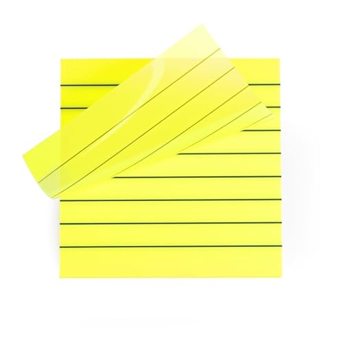Bloc-notes adhésifs transparents lignés 7,6x7,6 cm | Lot de 2 de 100 feuilles pour bureau