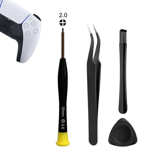 Cleaning Repair Tool Kit for PS5, PS4, PS3, PS2, PS1 Playstation Controller with Paddles, Crossed Screwdriver PH00(+2.0) with Tweezer, Plastic Safe Pry Bar, Triangle Paddle, Part Accessories(PS-4pc)