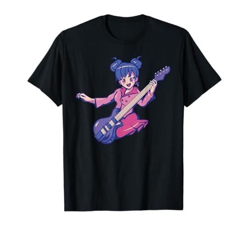 Kawaii Anime Guitar Girl - Electric Rock Guitar - Japanese Camiseta