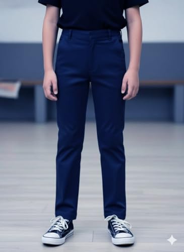 Image of A.T.U.N. (ALL THINGS UBER NICE) Boys Regular Fit Formal Chinos | Smart School & Occasion Wear Bottoms | Smooth, Comfortable & Tailored Look Pants