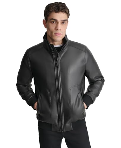 DKNY Men's Faux Leather Soft Durable Jacket