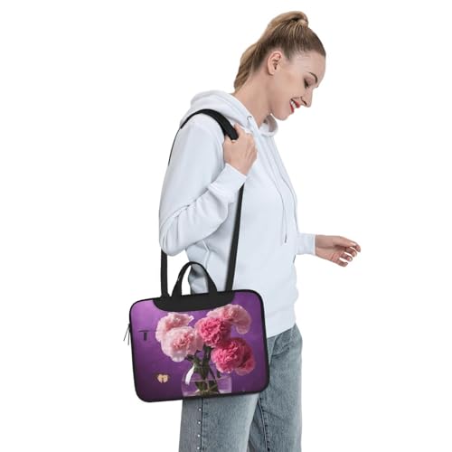 Maletín Slim para Laptop con Correa y Diseño Floral Morado miniatura 2