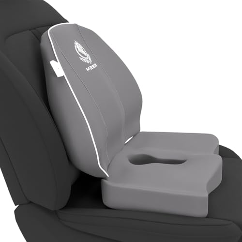 Image of MRRON Car Comfort Combo | Memory Foam Backrest & Wedge Seat Cushion Combo of 2 | Orthopedic Support for Back, Tailbone, Sciatica | Ergonomic Comfort for Car, Office| Posture Correction | Universal Fit