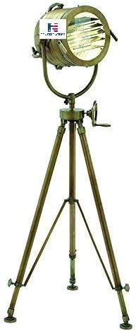 Industrial Designer 78" Aluminum Searchlight Adjustable Tripod Nautical Floor Lamp - Brass Finish