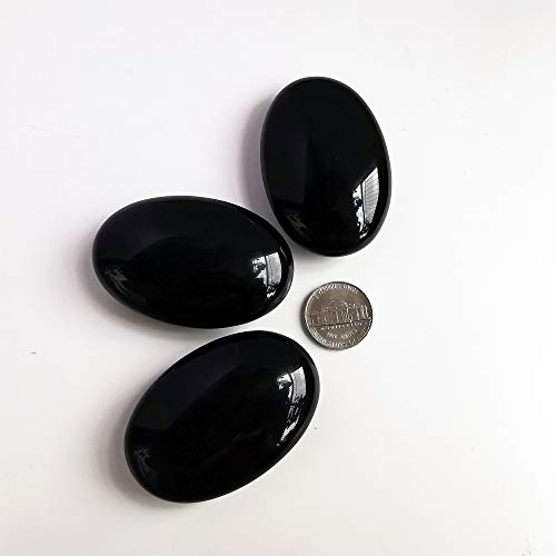 Manekieko Natural Black Obsidian Oval Palm Pocket Healing Crystal Spa Energy Stone,Healing Crystal for Therapy Geometry Chakra Balancing - Image 3