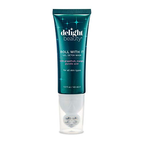 Delight Beauty Roll With It Gel Detox Mask - with Grapefruit, Glycolic Acid and Hyaluronic Acid To Cleanse Purify Exfoliate Revitalize and Hydrate Dull Skin, 1.5 fl oz.