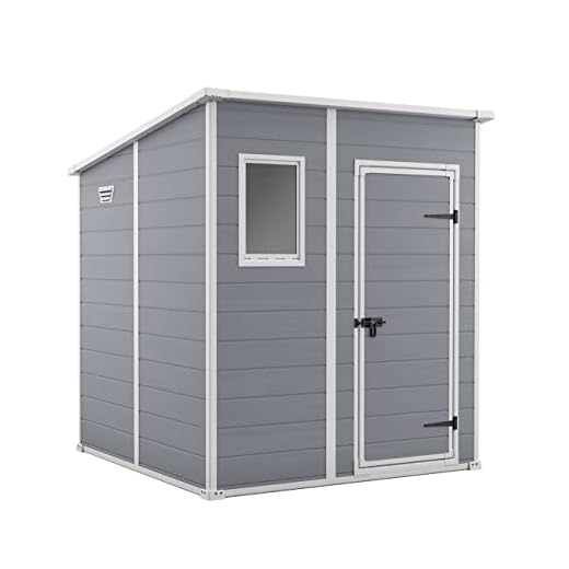Keter Manor Pent Garden Storage Shed 6 x 6 piedi - Grigio, 200,6 cm*183,5 cm*183,0 cm