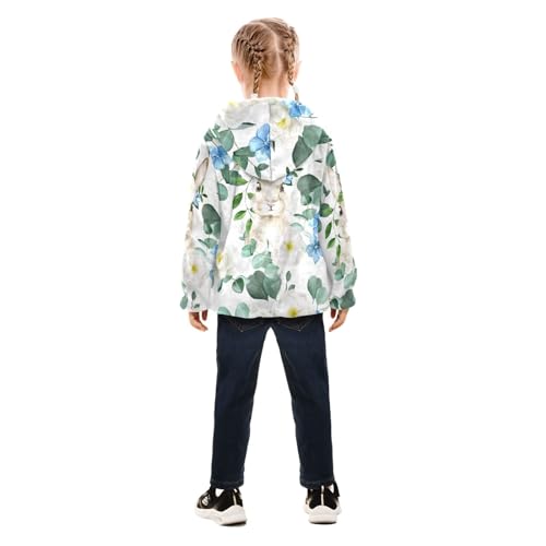 OTVEE Easter Bunny Spring Flowers Kids Hoodie Jacket Fall Spring Full Zip Warm Outwear Coat4