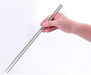 EQLEF Baguettes Longues en Acier Inoxydable Antidérapant résistant à Chaleur Outil de Cuisson de 39cm-2 Paires (Acier Inoxydable)