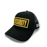 Essential Wearables Security Guard Trucker Hat – Black Mesh Snapback Cap with Embroidered Gold Security Patch – One Size – Cotton Blend – Made in USA or Imported