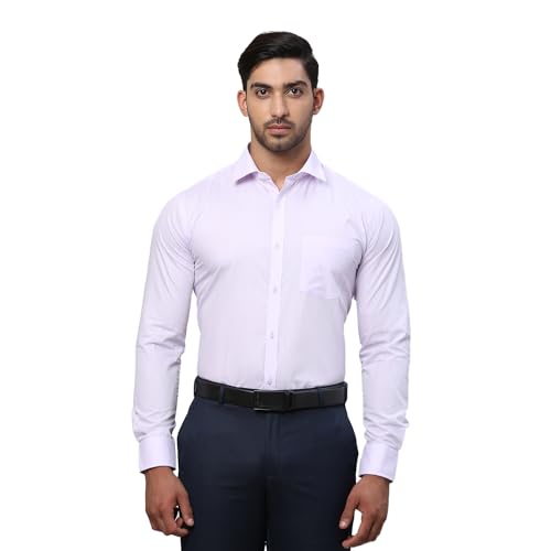 Image of Park Avenue Men Slim Fit Solid Pattern Polycotton Blend Semi Cutaway Collar Full Sleeve Formal Shirt