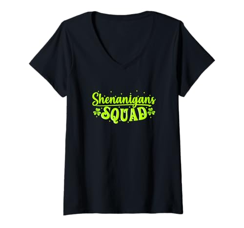 Mujer Shenanigans Squad Irish Tee Funny Saint Patricks Day Camiseta Cuello V