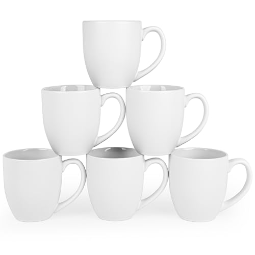Set de 6 mugs de cerámica blancos mate de 16 oz