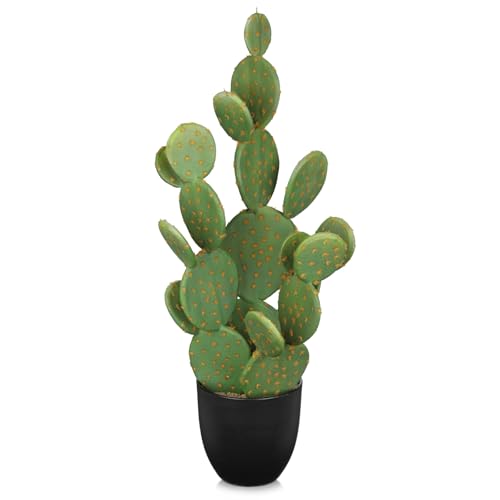 DILATATA Tall Fake Cactus Plant 27.5 inch Large Artificial Cactus Tree 'Prickly Pear Cactus' Faux Cactus Desert Plants Big Fake Cacti for Home Garden Office Decor