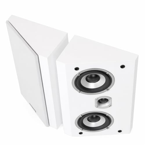 Dynavoice Magic FX-4 – Paire d’Enceintes de Hauteur Dolby Atmos | Blanches | Grille en Tissu Gris Clair | Angle Acoustique 28,8° | Montage Mur ou Plafond.