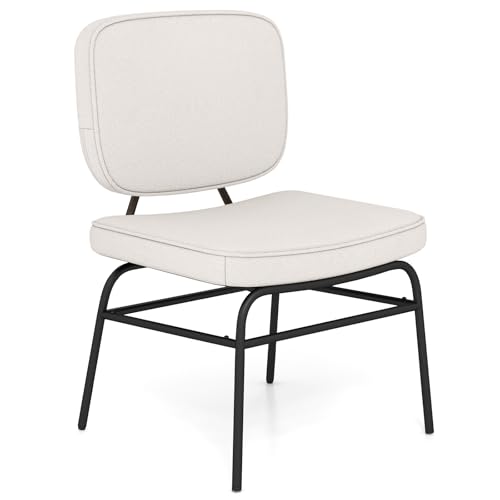 GIANTEX Sillón de Salón Moderno, Butaca Acolchada con Estructura Metálica, Superficie de Sherpa, Respaldo y Asiento Ergonómico, Carga hasta 150 kg, para Comedor, Dormitorio (Beige)