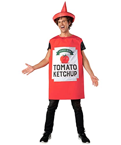 Seasons Mustard Costume Ketchup Cosplay Halloween Costume for Adult One Size (Red Ketchup)