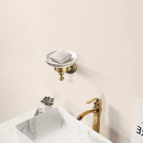 Leyden Shower Soap Dish, Antique Brass Dish Soap Holder Luxury Art Engraved Wall Mount Bathroom Hardware #TOP2