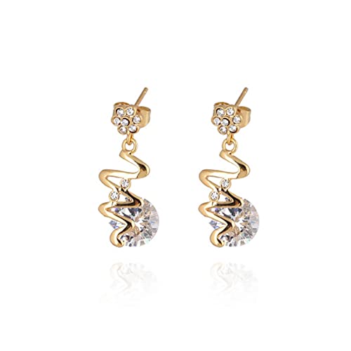 Boucles d'oreilles serpent or pour femmes avec pierre moissanite ronde