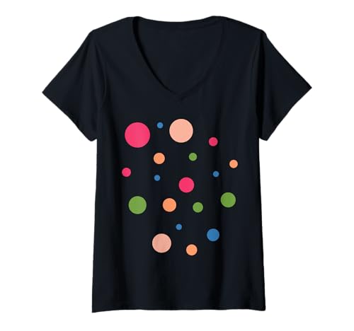 Mujer Camiseta de lunares para niños, niñas, jóvenes, lunares Camiseta Cuello V