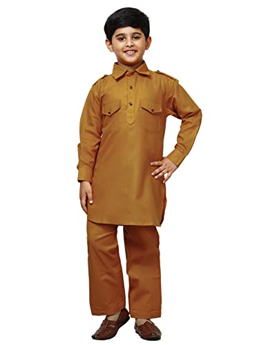 Image of Pro-Ethic Style Developer Kids Ethnic Wear Cotton Pathani Suit for Boys|Plain Kurta Pajama