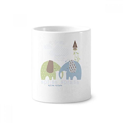 Porte-stylo éléphant bleu vert en céramique déco bureau et mug blanc