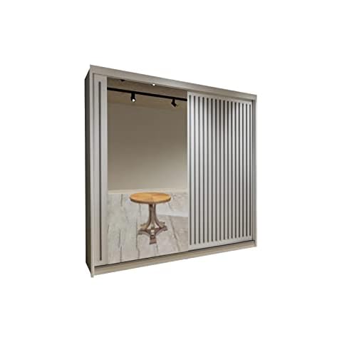 Burg Modern Free Standing Stylish Sliding Mirror Door Wardrobe (White, 203cm) Cover