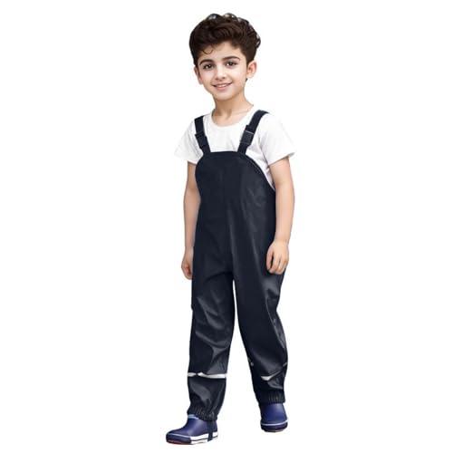 Kids Waterproof Rain Pants Windproof Reflective Bib Pant Lightweight Adjustable Dirty Proof Rain Wear Over Pants 1-14T2