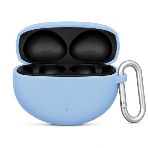 Image of Silicone Case for Oppo Enco Air 5 TWS Earbuds, Shockproof Cover with Heavy Duty Carabiner, LED Visible (Sky Blue)