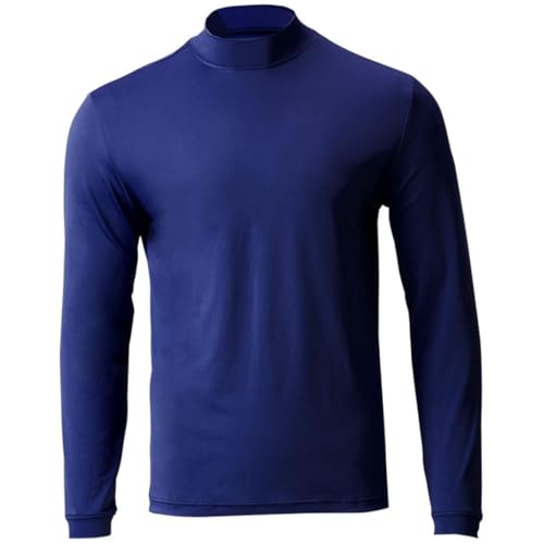 Image of TGW Mens Solid Performance Long Sleeve Golf Mock Neck T-Shirt for Golfing