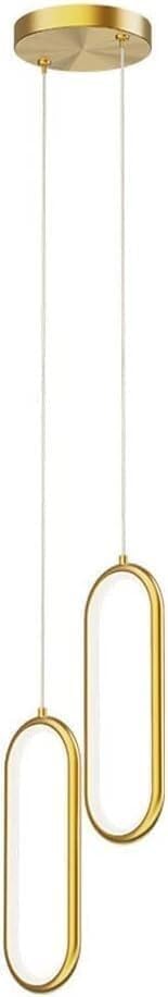 Lámpara colgante LED lineal de 36W regulable con doble anillo circular negro y oro para techo