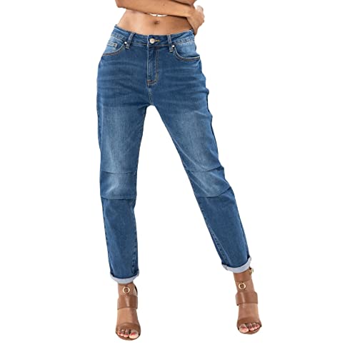 Nina Carter Damen Boyfriend Jeans High Waist MOM Jeans Parachute Style...