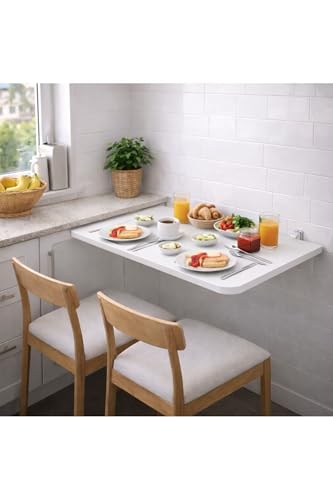 Açılır Kapanır Çalışma Masası Mutfak Masası Katlanır Duvar Masası Beyaz 45x100