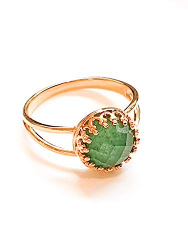 14K Gold Filled Jade Ring Gemstone Natural Stone Princess Setting #TOP1