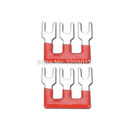 Gimax 50PCS TB2503 3 Positions 25A Wire Connector Pre Insulated Fork Type Barrier Spades Terminal Strip Jumper Block red - (Color: Red)