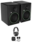 Audiosavings Bundle: Pair of Mackie CR5BT 5.25' Powered Studio Monitors Speakers w/Tone Control/Bluetooth Bundle with Rockville PRO-M50 Studio Headphones (3 Items)