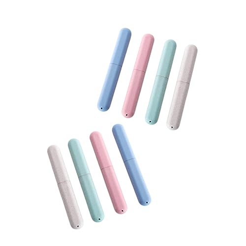 SHERCHPRY 8pcs Box Travel Toothbrush Holder Portable Capsule Cases Green Blue Pink Beige Lightweight Protective Covers for Toothbrushes for Outdoor Travel Use