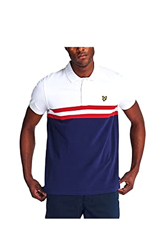 Lyle & Scott Vintage Yoke Stripe Polo Shirt Small Navy
