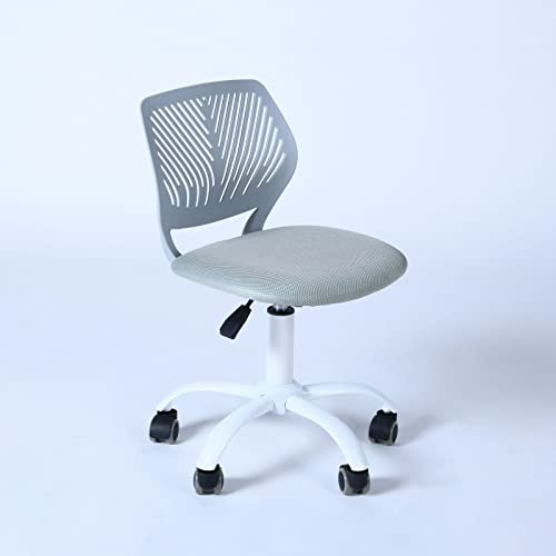 KOMOMOPLUS Bürostuhl Schreibtischstuhl, Ergonomischer Kinder Mädchen Computerstuhl Jugenddrehstuhl Drehstuhl Bürosessel Höhenverstellbar PC Gaming Stuhl, Gepolsterte Sitzfläche bis 120kg (Grau), Weiß Cover