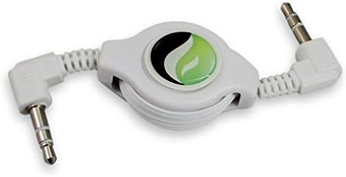 Retractable Aux Cable Car Stereo Wire Audio Speaker Cord 3.5mm Jack Adapter Auxiliary [White] for Huawei Mate 10, SE, P10, P9 - Lenovo Moto Tab (10.1) - LG G5 G6 G7 ThinQ Stylo 3 4 V20 V30 V35 ThinQ