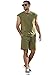 JEMLDL Men's 2 Piece Acid Wash Tank Tops and Shorts Lounge Lightweight Cotton Sweatsuit Fashion Clothing Set Olive M
