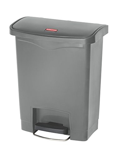 Image of Rubbermaid Commercial Products Streamline Slim Step-On Plastic Trash /Garbage Can, 8-Gallon, Gray, Wastebasket for Home /Kitchen /Hospital /Healthcare Facility