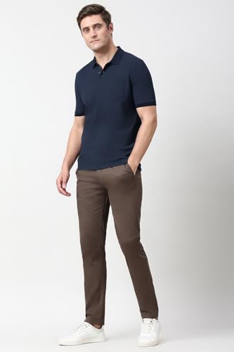 Image of Peter England Men's Cotton-Polyester Floral Polo T-Shirt | Casual Wear | Comfortable & Stylish