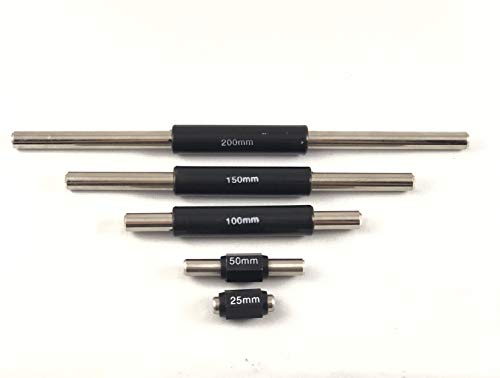 AnthroFlex - Varillas de medición de calibración de extremo estándar, juego de 5 en 200 mm, 150 mm, 100 mm, 50 mm, 25 mm